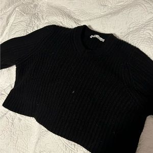 ZARA cropped black cable knit sweater